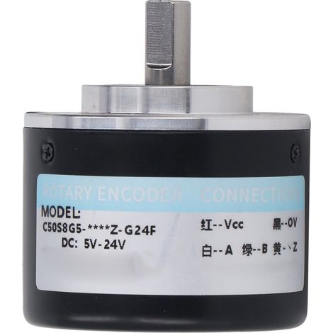 Encodeur rotatif incrémental, biphasé, diamètre extérieur 50 mm, pour mesures d'élimination d'eau, 5–24 V CC, 100 impulsions/tour (1/5)