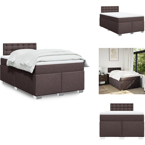 Sommier à lattes de lit et matelas marron foncé 120x190cm tissu - Sommier À Lattes De Lit - Sommiers À Lattes De Lit - Lit - Meuble De Chambre À Coucher (1/5)