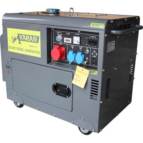 Varan Motors – Groupe électrogène Diesel insonorisé 5.5kVA 92621 – 400V/230V – Démarrage électrique – Autonomie 7.3h – Niveau sonore 89 dB(A) (1/5)