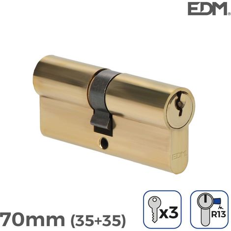 Messingzylinder 70 mm (35 + 35 mm) R13 kurzer Nocken mit 3 gezahnten Schlüsseln inklusive EDM