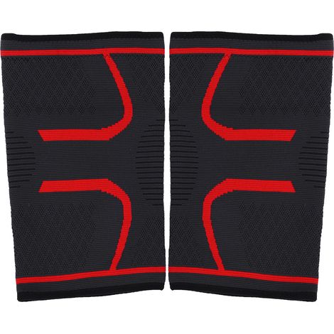Kniebandage für Fitness, Laufen, Radfahren, Sport, Fitnessstudio, elastisch, rot, XL