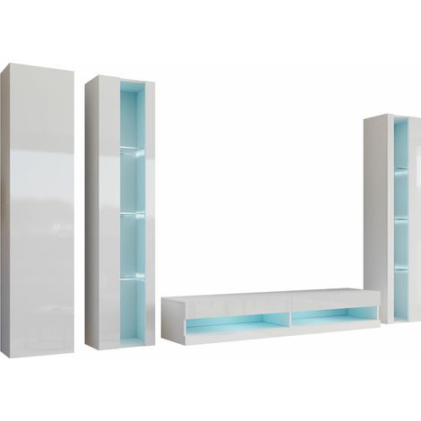 Conjunto de salón Vilrin VII, Blanco + Blanco brillante