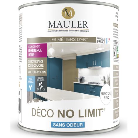 Peinture multisupport 1L mat velours blanc – Très couvrante sans sous-couche – Application facile sur bois, métal, PVC – Norme NF EN 71-3 – 1919 By Mauler