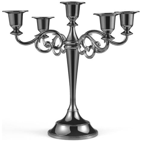Lot de 5 bougeoirs de 27 cm de hauteur, 2,2 cm de diamètre, noir (1/5)