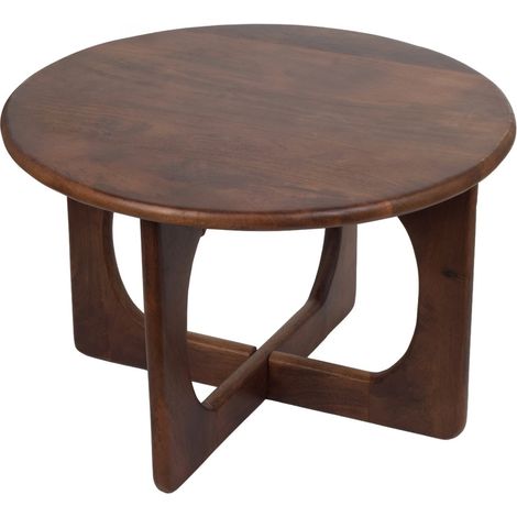 Beistelltisch rund aus Mangoholz braun 65 cm Durchmesser (1/2)