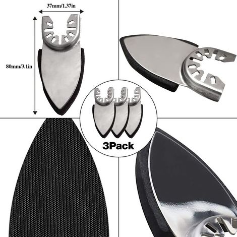 Lot de 156 plaques abrasives multi-outils pour ponceuse Delta, support de ponçage à 3 doigts et 3 disques abrasifs triangulaires, 150 feuilles de papier abrasif, avec grain 60/80/120/180/240 (1/5)