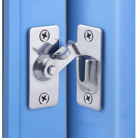 Serrure de porte en acier inoxydable à angle droit à 90 degrés, utilisée pour les clôtures en bois, les portes et fenêtres, les portes coulissantes (silver 2) (1/5)