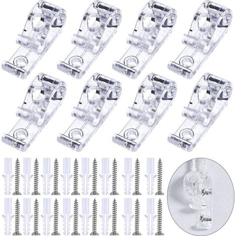 clip a P trasparenti per tende a rullo romane, clip di sicurezza per bambini con 16 viti + 16 picchetti in plastica per tende a rullo verticali domestiche. (1/5)
