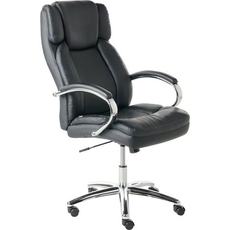 Silla ejecutiva de oficina asiento inclinable acolchado grueso piel sintética negra Honor