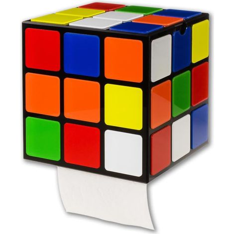 Cube Magique Porte-rouleau de papier toilette - Sans Perçage à fixer, avec couvercle et plateau - 14 x 14 x 14 cm (1/5)