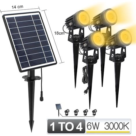 (1 à 4 - Blanc chaud) Lampe solaire d'extérieur LED RGB 1 à 4 LED étanche IP65, allumage/extinction automatique, applique murale solaire pour jardin, terrasse et pelouse. (1/5)