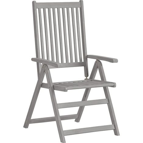 Maison Exclusive - Verstellbare Gartenstühle 3 Stk. Grau Massivho