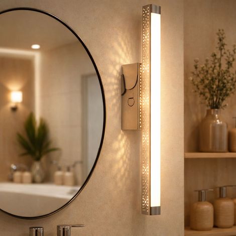 Applique murale applique murale LED moderne avec variateur tactile argent, métal, 1x LED 8,6W 600Lm 3000K, LxPxH 42x4x9 cm, WOFI 4402.01.01.7000
