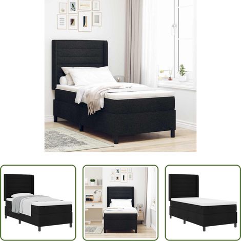 vidaXL Schlafzimmer - Boxspringbett mit Matratze Schwarz 200 x 90 cm Stoff (1/5)