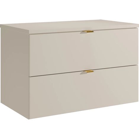 Mobile sotto lavabo sospeso con ripiano Beige 80 cm - LAVENA (1/5)