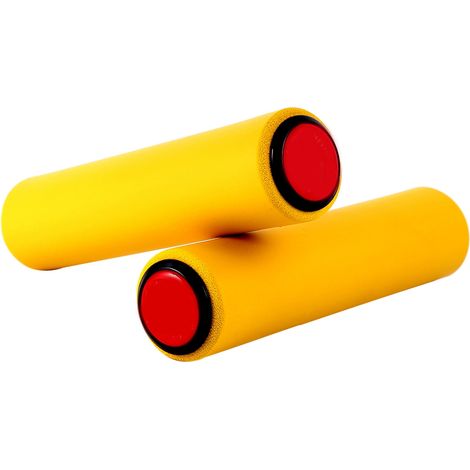 paire de poignées de guidon en silice haute densité avec embouts pour guidon de vélo de 18 mm de diamètre (jaune) (1/5)