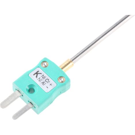 Thermocouple type K Ø 3mm, L 500mm, +1100°C max à Fiche mâle miniature ( Prix pour 1 ) (1/2)