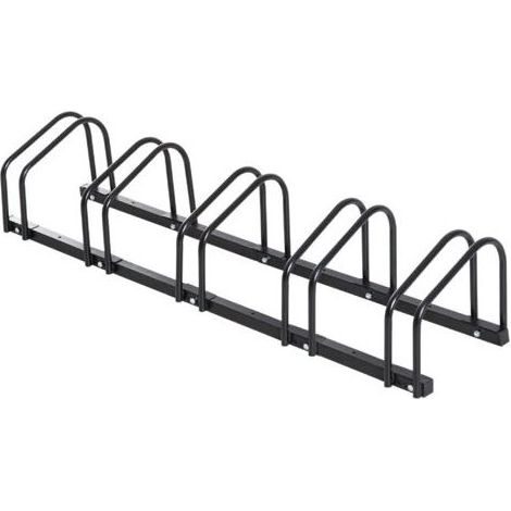 Râtelier 5 vélos range-vélos support rangement vélo à pneu 65 mm dim. 145L x 33l x 27H cm acier noir (1/5)