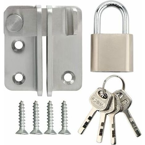 Serrure de porte avec cadenas pour porte double, fenêtre, armoire de grange, tiroir de garage, acier inoxydable nickel brossé (1/4)