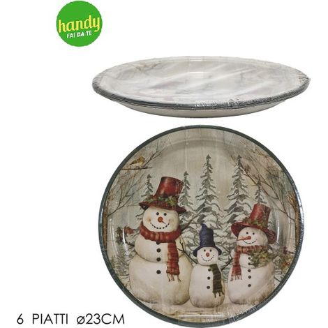 Set 6 Piatti Natalizi General Trade Snow Man Ø 23 cm