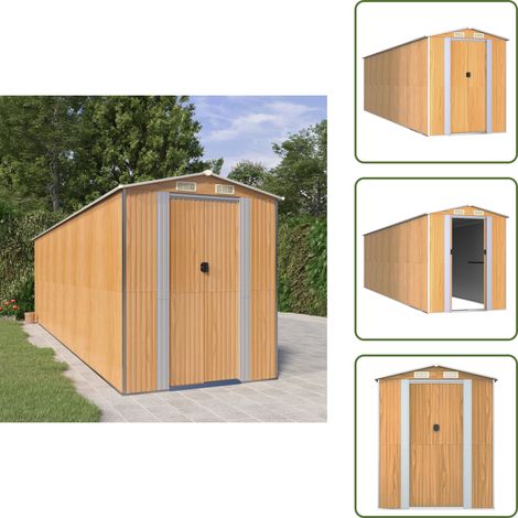 Geräteschuppen Hellbraun 192x689x223 cm Verzinkter Stahl - Geräteschuppen - Gartenhaus - Werkzeuglager - Outdooraufbewahrung - Wetterfest (1/5)
