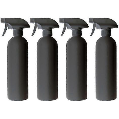 Set mit 4 leeren 500-ml-Sprühflaschen aus Kunststoff, tragbarer Spender, große Sprühflasche zur Autoreinigung und zum Blumengießen (schwarz) (1/5)