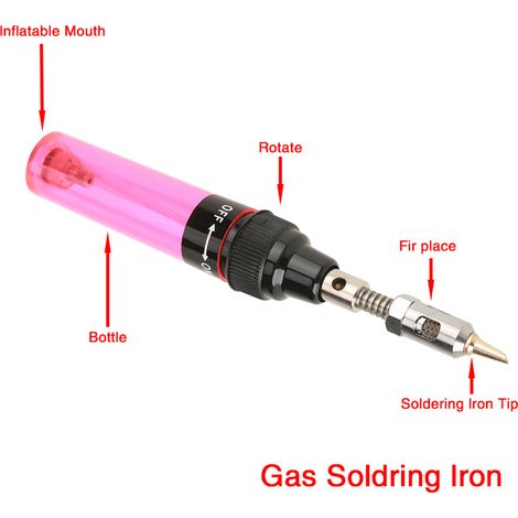 Batteriebetriebener Butan-Lötbrenner, Lötpistole, Schweißstift, Werkzeug 1300℃ (Rot) (1/5)