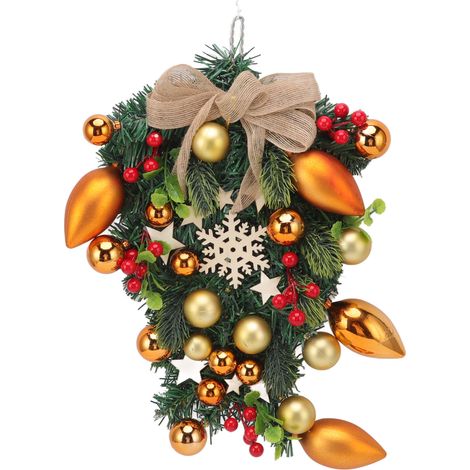 Wiederverwendbarer, handgefertigter Weihnachtskranz für Tür, Fenster oder Kamin – Elegante Wanddekoration (1/5)