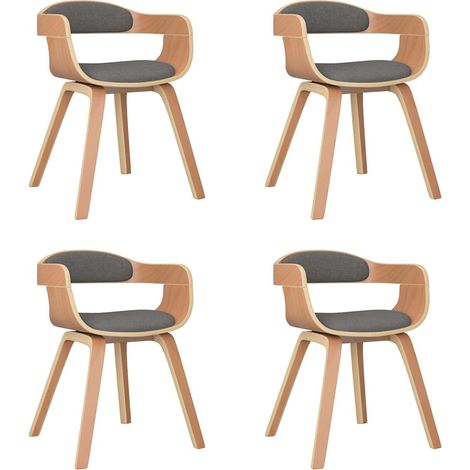 Maison Exclusive - Sedie da Pranzo 4 pz Grigio Chiaro Legno Curvato e Tessuto (1/5)