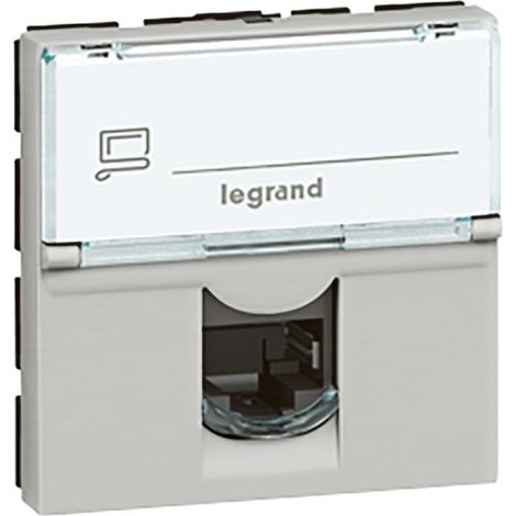 PRISE RJ45 CATEGORIE 6 FTP 90D MOSAIC ALU LEGRAND 079492