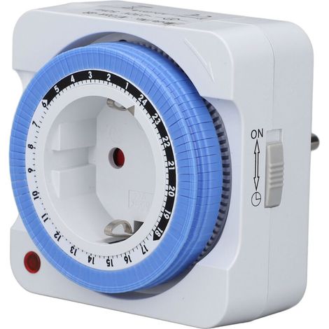 Prise Minuterie - Minuterie Mécanique 24 Heures - Pour Éclairage Aquarium Chauffe-Eau Pompe - 16 A 230 V - 1 Pièce (1/5)