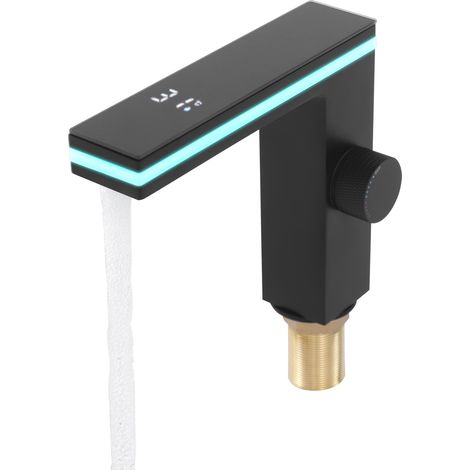 Waschtischarmatur mit LED-Temperaturanzeige, Waschtischmischer für das Badezimmer, Einhebel-Waschtischmischer mit Auslauf, Höhe 135 mm, schwarz (1/5)