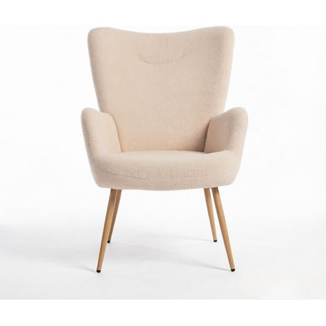 Fauteuil lounge moderne à dossier haut, accoudoirs intégrés, siège courbé élégant, fauteuil solo pour salon, chambre ou coin lecture (livré sans repose-pieds). (1/5)