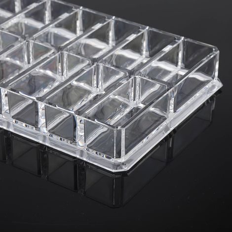 Boîte de rangement compacte et transparente en acrylique à 16 compartiments pour poudre à sourcils. (1/5)