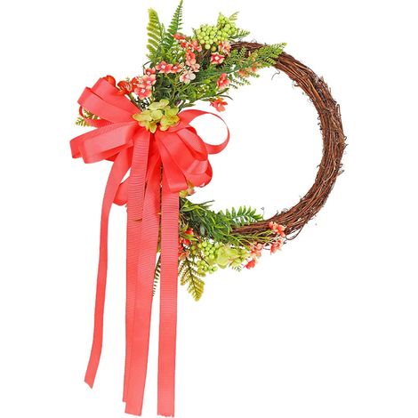 Couronne festive ruban, décoration fenêtre, fêtes, rassemblements (1/3)