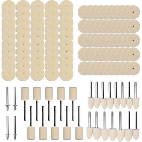 129 pièces Meules à polir abrasives, outils de polissage en laine feutrée, accessoires de lustrage pour surfaces métalliques, rotatif