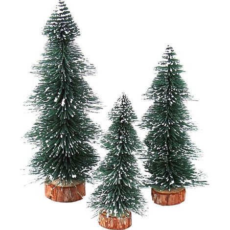 Sapins de Noël miniatures enneigés, sapins de table en pin pour la décoration de Noël (magasin, bureau, maison), lot de 3