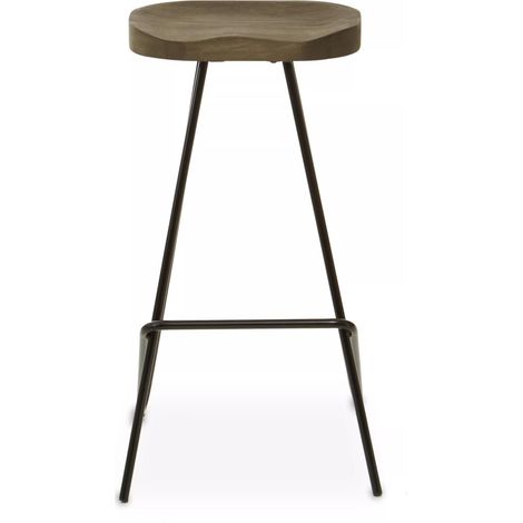 Interiors by Premier Natural Metal Frame Bar Stool, Sleek Kitchen Stool with Footrest, Contemporary Stool for Bar Counter (1/5)
