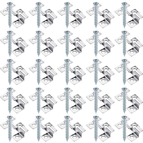 Wiltec 50 Clip di fissaggio per listoni da pavimento esterno 7 mm Decking 60 viti 3,5x20 mm