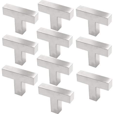 10 Poignées Porte Armoire Carrées 12x12x50mm, Trou unique argent (1/5)