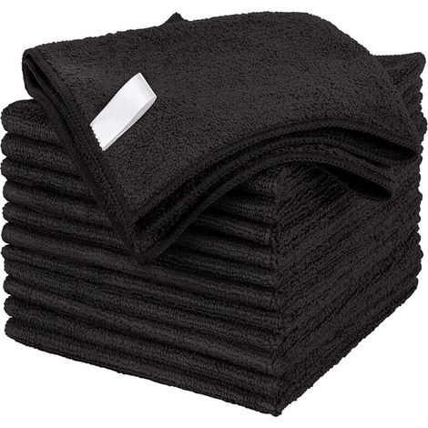 Mikrofaser-Reinigungstuch, Allzwecktücher, streifenfrei, 12er-Pack, schwarz, Größe 30 x 30 cm (1/5)