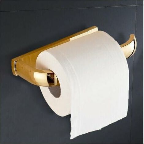 Porte-Rouleau Papier Toilette - Laiton Massif Finition Or - Fixation Murale Sans Assemblage - Design Moderne Européen - 1 Pièce