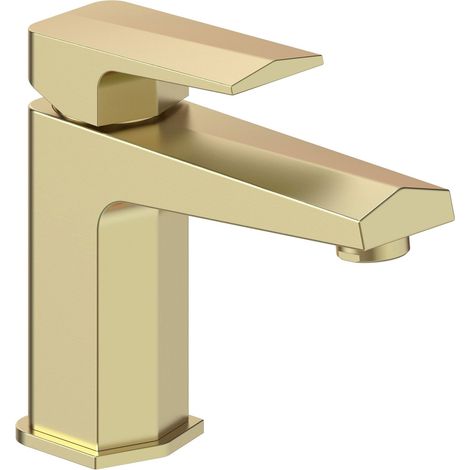 Signature Geo Basin Mixer Tap with Waste - Brushed Brass