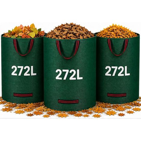 Garden Bags 272L Reusable - Set of Bags - Dead Leaves Gardening Polypropylene Handles Foldable (1/5)