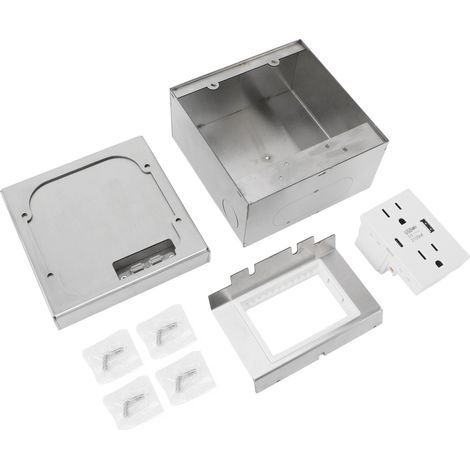 Ortviai Prise de sol encastrée plate étanche en acier inoxydable 130 mm avec USB, IP44 (1/5)