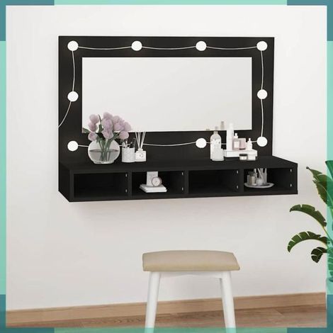 Armoire à miroir - 833488 - noir - 90 x 31,5 x 62 cm - avec LED (1/5)