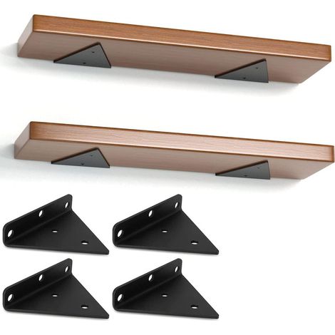 Lot de 4 Support Etagere Triangle, 8CM Supports D'étagère Flottant en Fer, Support Étagère Mural en Métal Pour Étagères Ouvertes de Bricolage