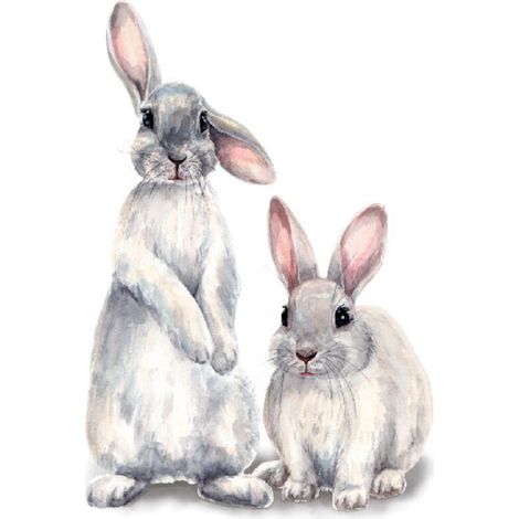 Lapin Graphique Sticker Mural Dessin Animé Enfants Salon Chambre Papier Peint, 1set (1/5)