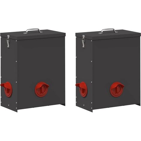 Mangeoire pour poules 2 pcs Noir 32,5 x 20,5 x 43 cm