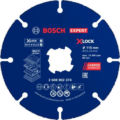 FPLUS disco multimat.carburo bosch 115x22.4 , Disco de metal duro para cortar con seguridad una gran cantidad de materiales de construcción: plásticos, paneles de cartón yeso, tubo (1/5)